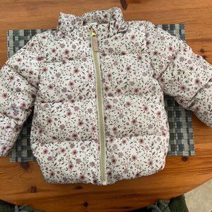 H&M Floral Kids Puffer Jacket - Cream and Pink